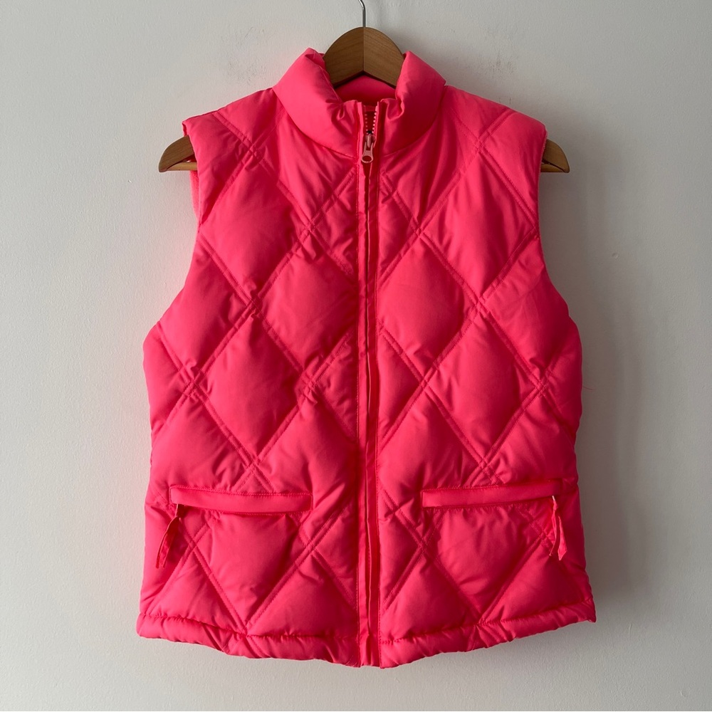 GAP vintage y2k Bright Pink down puffer Vest size small women’s fleece